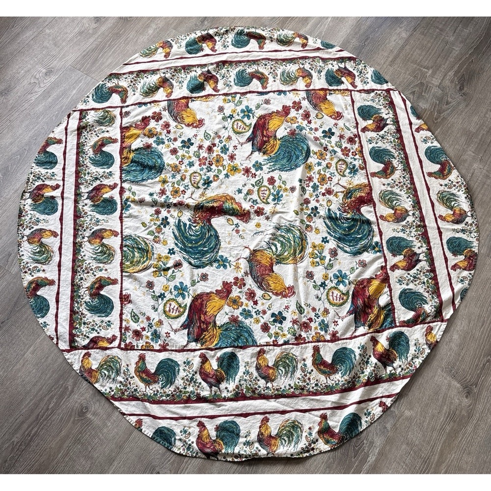 April Cornell Farmhouse Rooster Tablecloth 65x69 Oblong Cotton French Country